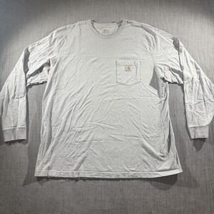 Carhartt Shirt Mens 2XL Gray Long Sleeve Pocket Workwear Crewneck Heavyweight